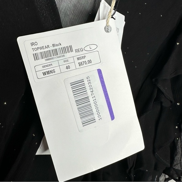 NWT IRO Lonila Ruffled Glittered Chiffon Top Size 40 Retail $670 - Picture 6 of 10